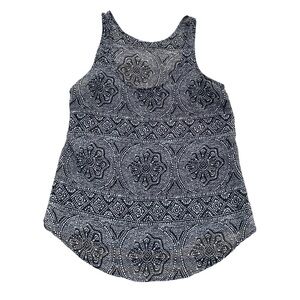 💛 Old Navy Black & White Geometric Print Sleeveless Tank Top - Flowy Blouse M/L